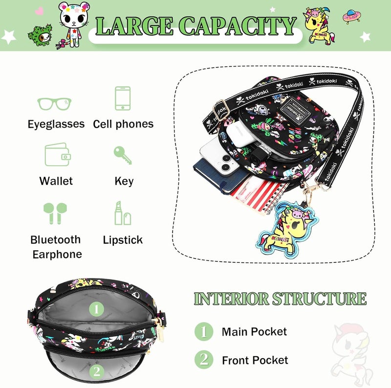 Tokidoki حقيبة كتف صغيرة مع سلسلة مفاتيح يونيكورن حقيبة صغيرة لطيفة هدية للفتيات المراهقات للتسوق والسفر - Image 3